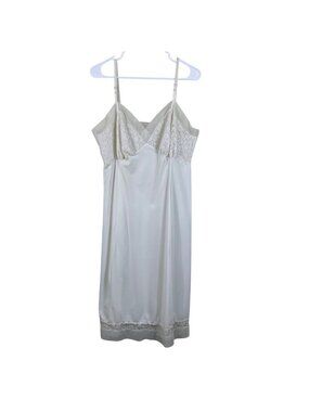 Vintage 60s Van Raalte Suavette Ivory Lace Satin Slip Dress size 38 Medium